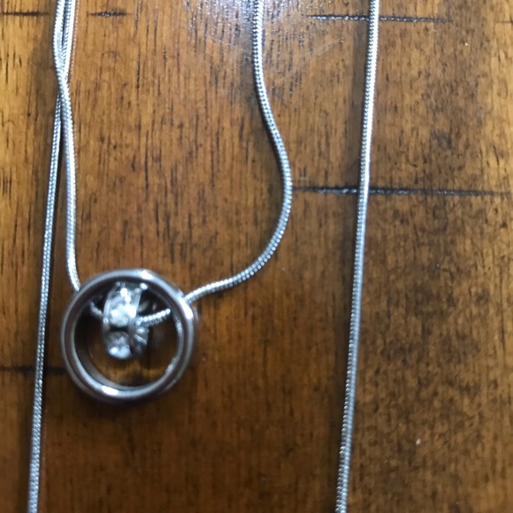 Express double chain circle in circle silver adjustable necklace - Picture 4 of 9